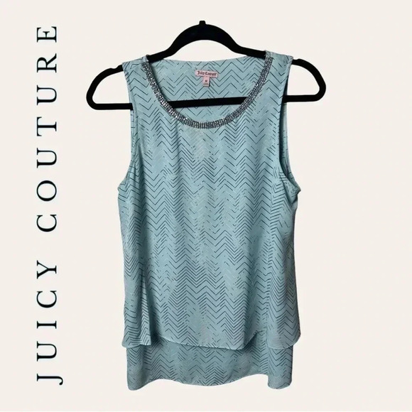 Juicy Couture Tops - 0406W. JUICY COUTURE SLEEVELESS TOP WITH BEADING SIZE MEDIUM‎ LIGHT BLUE COLOR